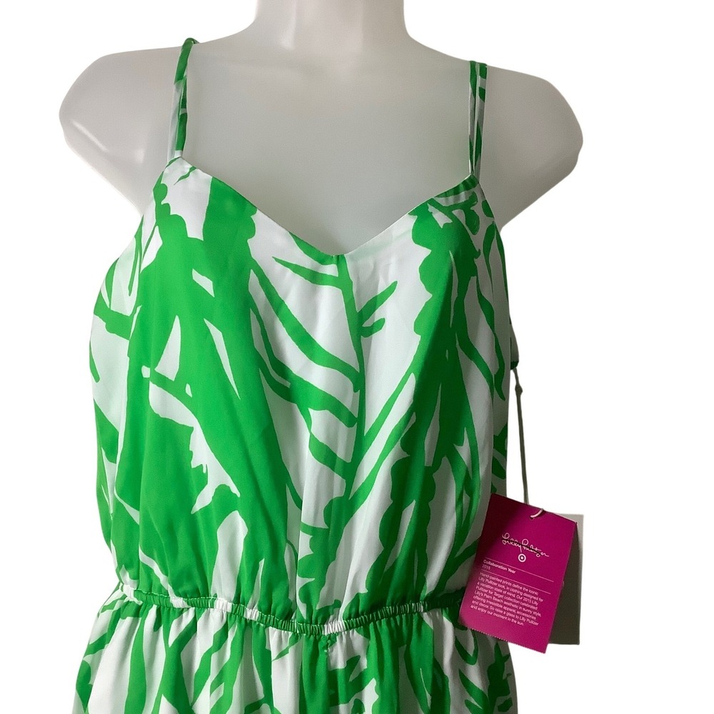 Lilly Pulitzer Target 20th Anniversary Green White Palm Light Jumpsuit Small NWT